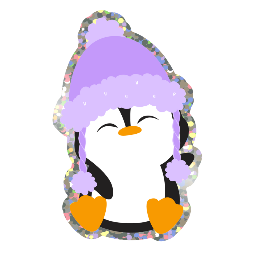 Sitting Penguin Glitter Sticker