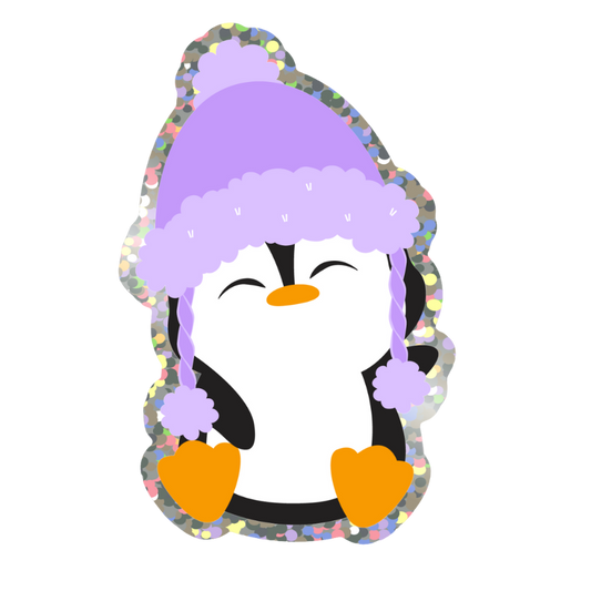 Sitting Penguin Glitter Sticker